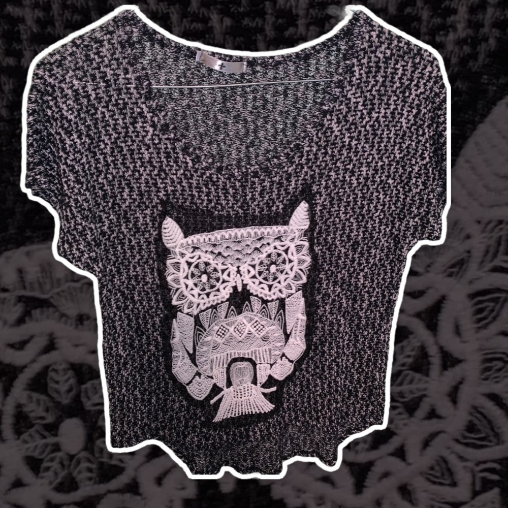 Blu Planet • SSlv. Knitted Owl Top | M